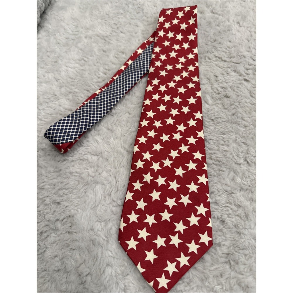 Tommy Hilfiger 100% Silk Tie - American Flag Pattern - Made in USA 4th of July